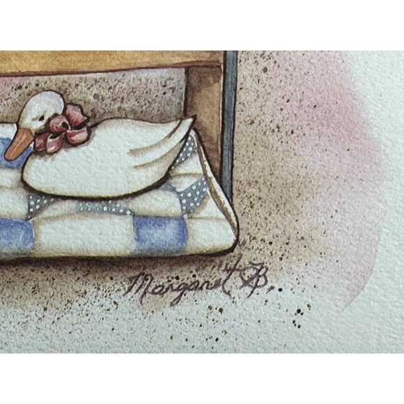 Margaret B. Signed Vintage Country Decor Matted Two Prints High Chair Blanket - Picture 3 of 9